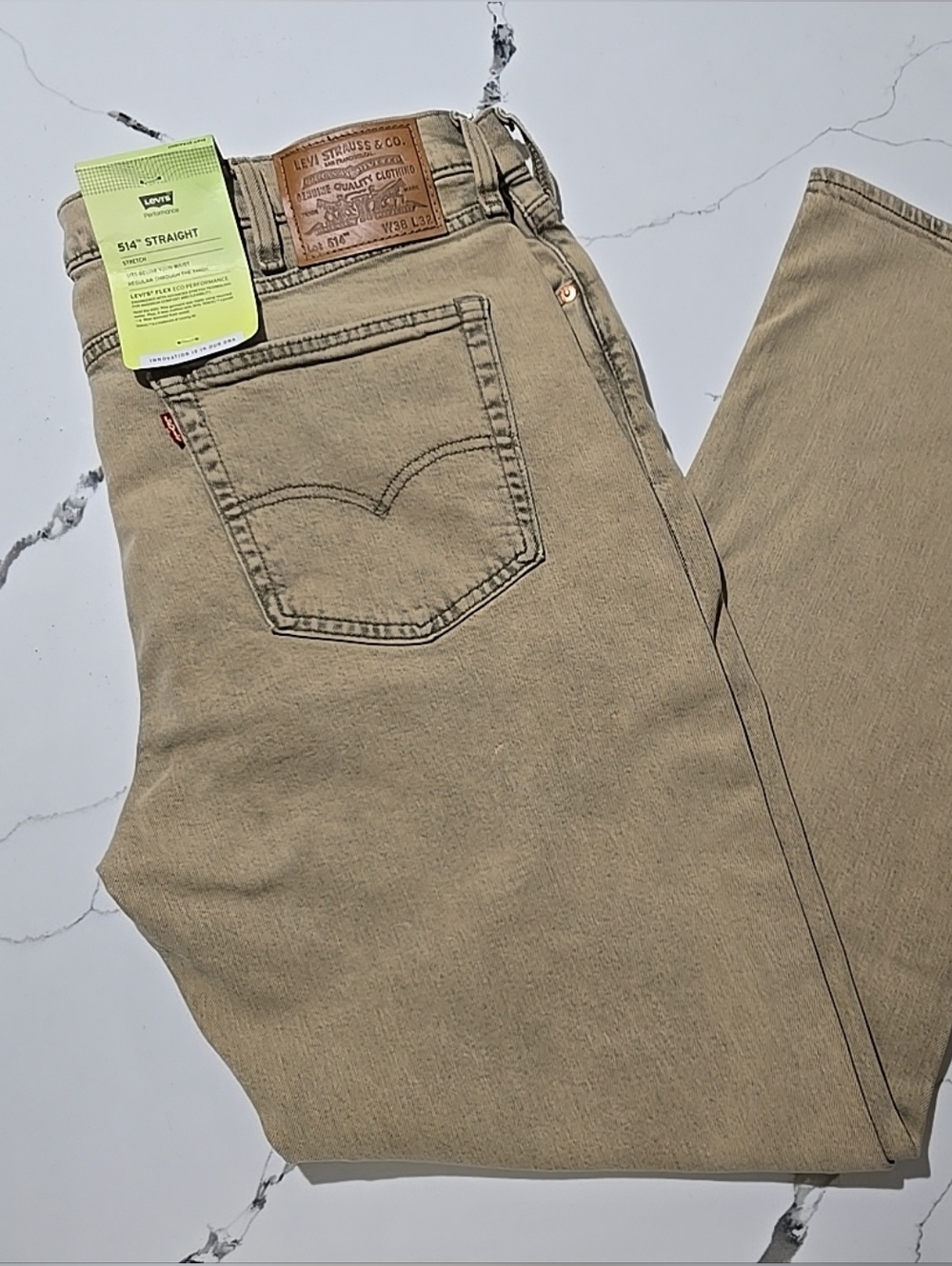 Levi's 514 Straight Fit Men's Jeans Vintage Parchment Brown Men's Size 38x32 NWT